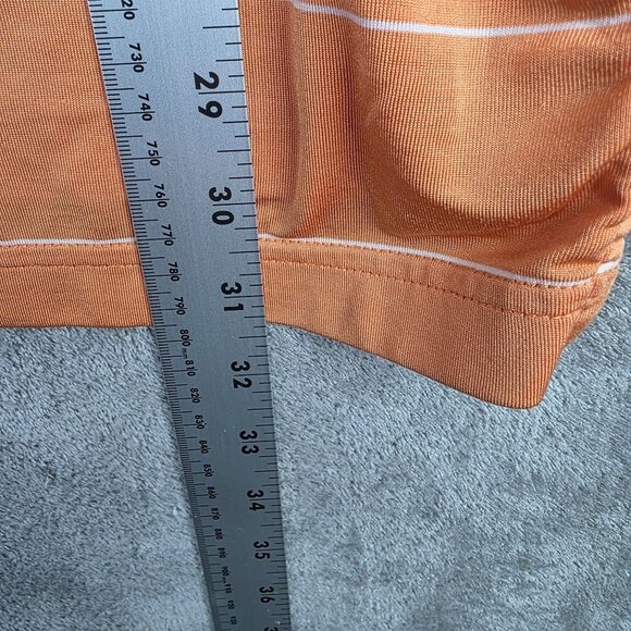 Mens Tech Orange & White Striped OSU Polo Shirt Short Sleeve Polyester Stretch M - Picture 8 of 9